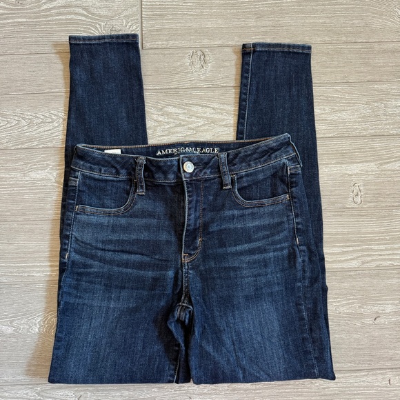 American Eagle Outfitters Women's Blue High Rise Skinny Jean Jeggings 10 Long - Picture 2 of 7